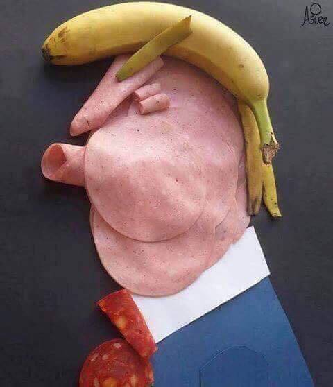 햄과 바나나로 트럼프 만들기